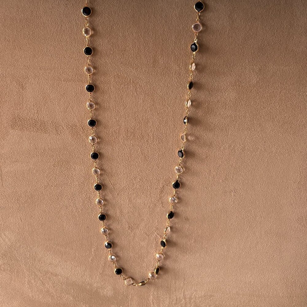 Vintage Swarovski Black and Clear Crystal Bezel Necklace - Picture 3 of 4